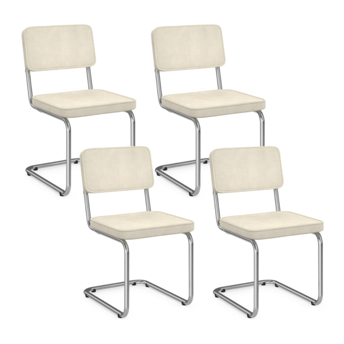 Chaises Naya en velours crème et pied métal - lot de 4