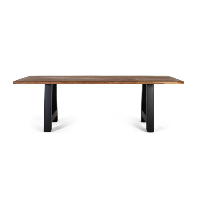 Mesas de Comedor de Madera Maciza de Acacia 240 Cm Estilo Rústico Industrial