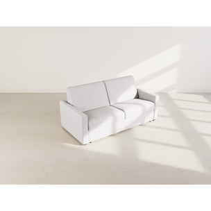 Julia - canapé lit 3 places convertible express couchage quotidien 140 cm matelas 14 cm en tissu - Gris clair
