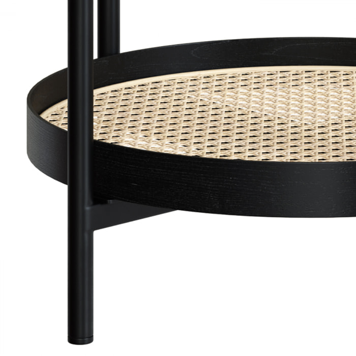 Table basse en cannage et bois de mindi noir D49 cm - Lukut