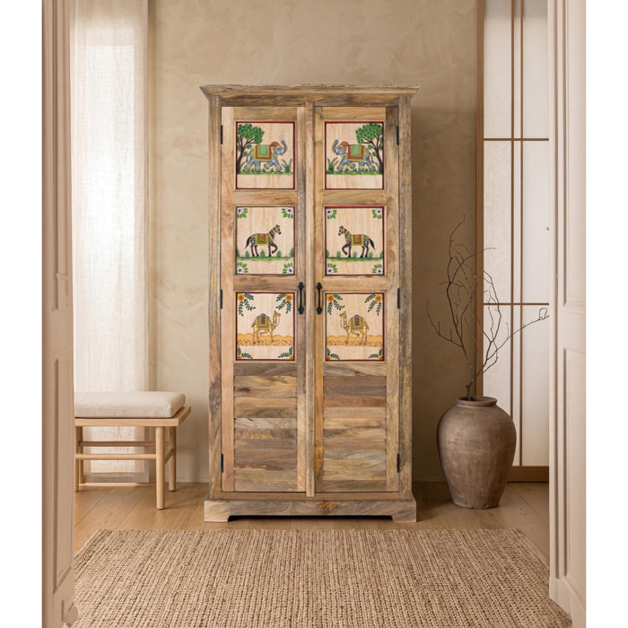 Armario de Madera de Mango 92 Cm Estilo Étnico Colonial