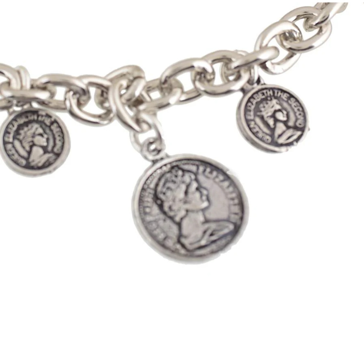 Pulsera cadena monedas charms simple plata