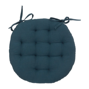 Galette de chaise "Anjali" en coton D38cm bleu égéen
