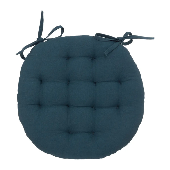 Galette de chaise "Anjali" en coton D38cm bleu égéen