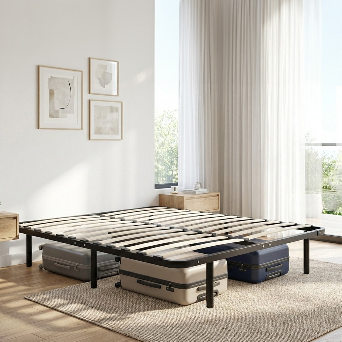Ensemble Matelas Cristal & Sommier Somkit, 18 cm, Mémoire de Forme, Cadre à Lattes, Métal Robuste, Soutien Ferme
