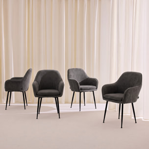 Fauteuil velours côtelé et pieds métal (lot de 4) SHELLA