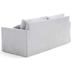Serena - canapé droit déhoussable 3 places en tissu - Gris clair
