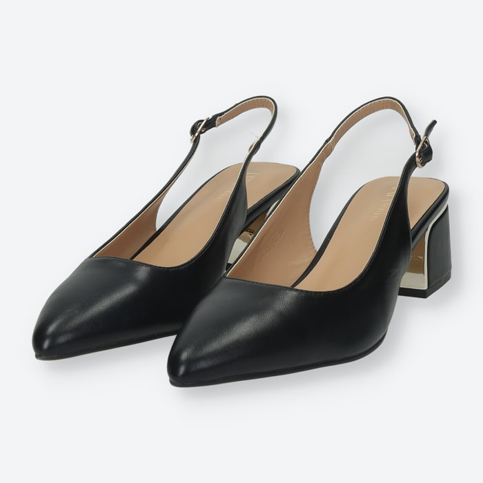 Décolleté sling back Donna Tata Italia Nero