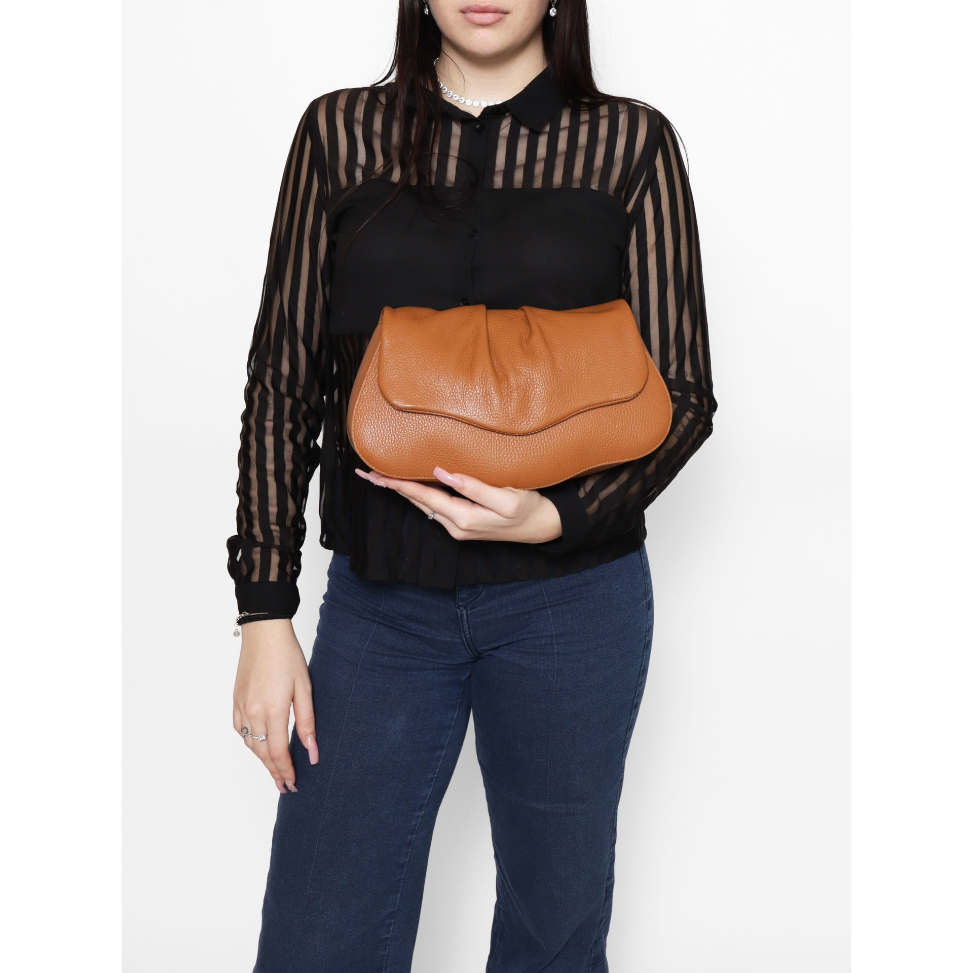 Borsa a spalla da donna - Modello False - Vera pelle - 30.5 x 19.5 x 9.0 cm