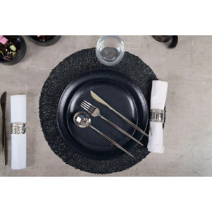 Lot de 6 Assiette à dessert noire mat avec éclat 21cm