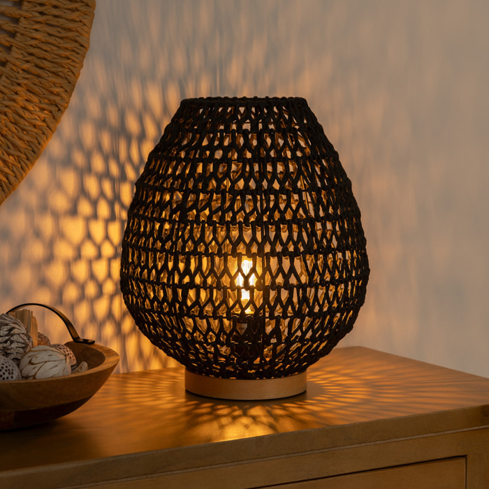 Lampe "Etel" noire - métal & papier H36 cm