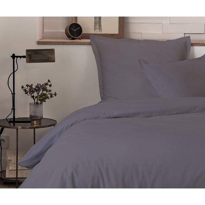 PARURE HOUSSE DE COUETTE 2 PERS 200x200 percale de Coton - PERCALE GRIS