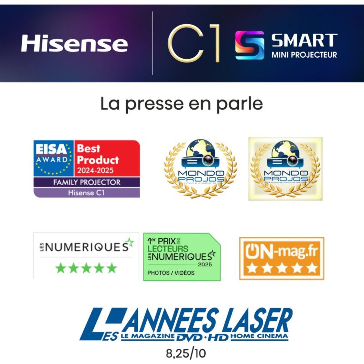 Mini vidéoprojecteur HISENSE Laser TV TRICHROMA C1 4K