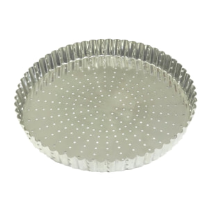 Tourtière cannelée perforée - fer blanc - fond fixe - Ø260 mm h28 mm