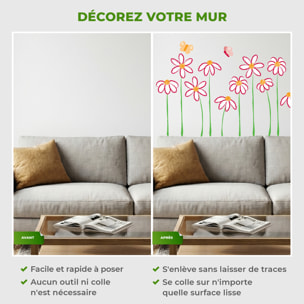 Stickers Muraux décoration adhésifs fleurs en dessin