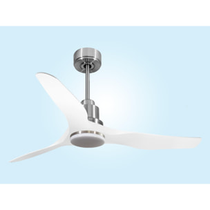 Ventilateur de plafond Réversible  Thermostat Dimmable Wifi Moteur à courant continu Toits en pente Télécommande Lumière à trois tons Adaptateur 2/3 Lames