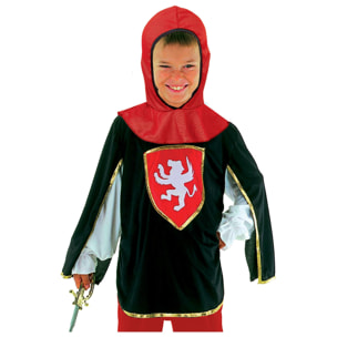 Costume Carnevale Re Artã¹ Guerriero Cavaliere Medievale Nero Rosso Bambino