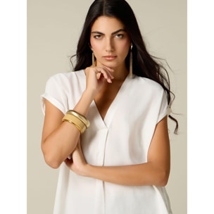 Oltre - Blusa in viscosa crêpe con scollo a V - Bianco