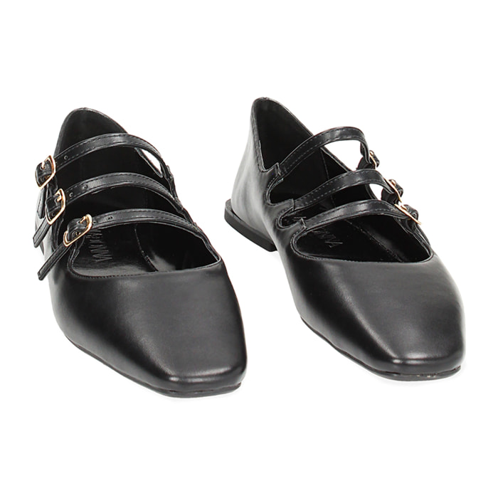 Ballerines multi-bracelets noirs