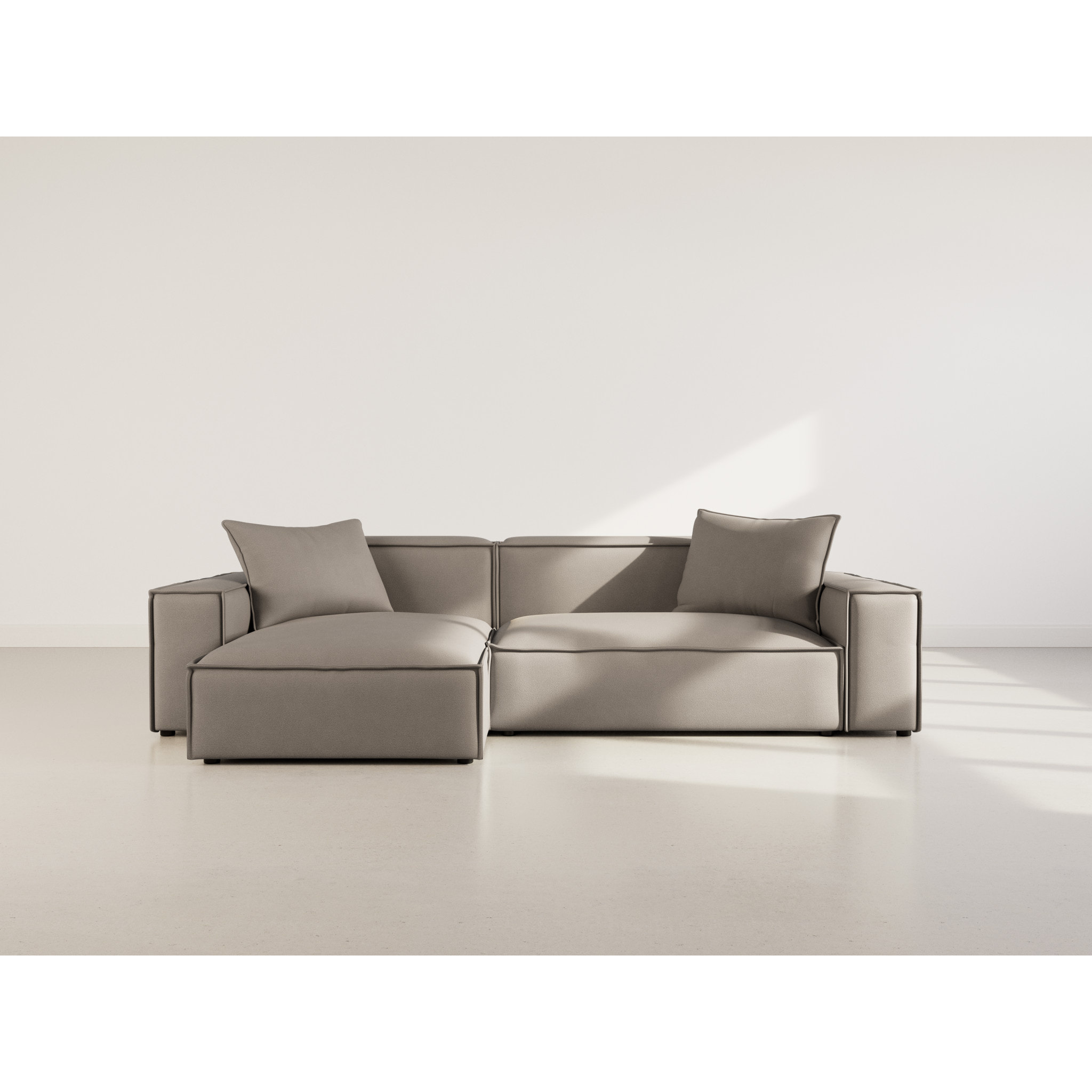 Atlas - Canapé d'angle réversible 4 places en velours texturé - Gris