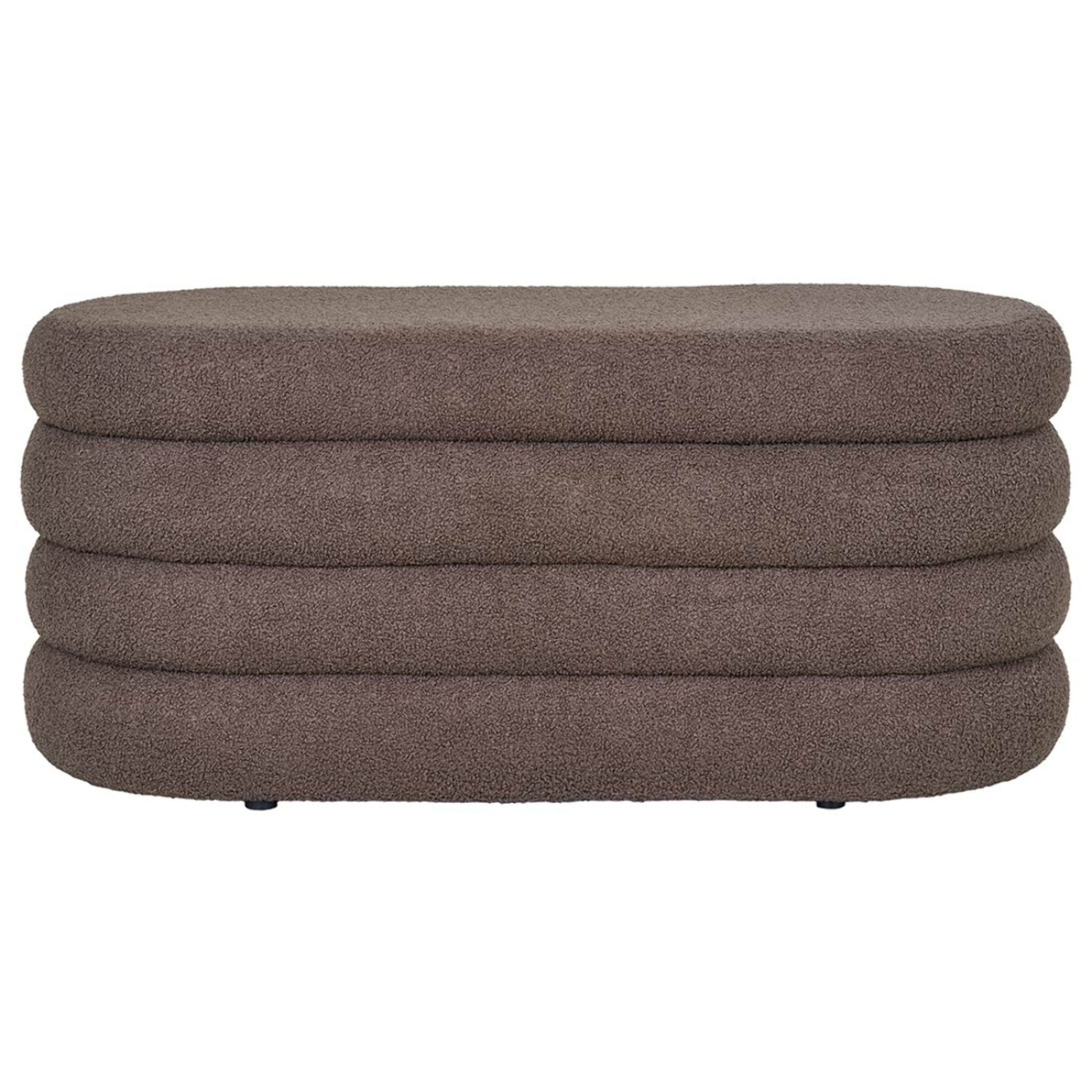 Neo - pouf avec rangement - en tissu bouclette - Marron