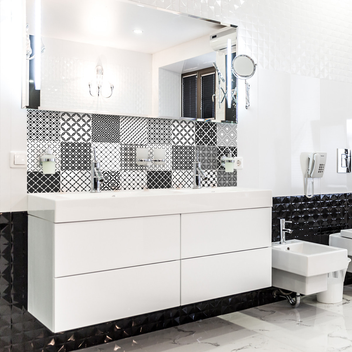 Stickers muraux - Sticker Mural Carrelage adhésif Cuisine Salle de Bain - 24 STICKERS CARRELAGES ETHNIQUE MAKUSANO