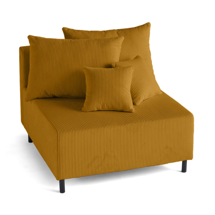 Edinburg - module d'assise sans accoudoirs - en velours côtelé - Jaune