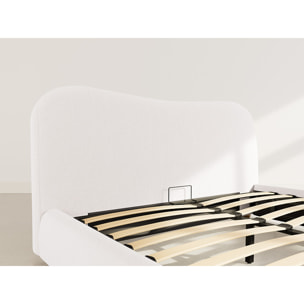Hugo - lit coffre - 160x200 cm - en tissu bouclette - Beige