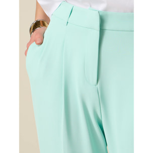 Oltre - Pantaloni in tessuto crêpe con pinces - Verde acqua