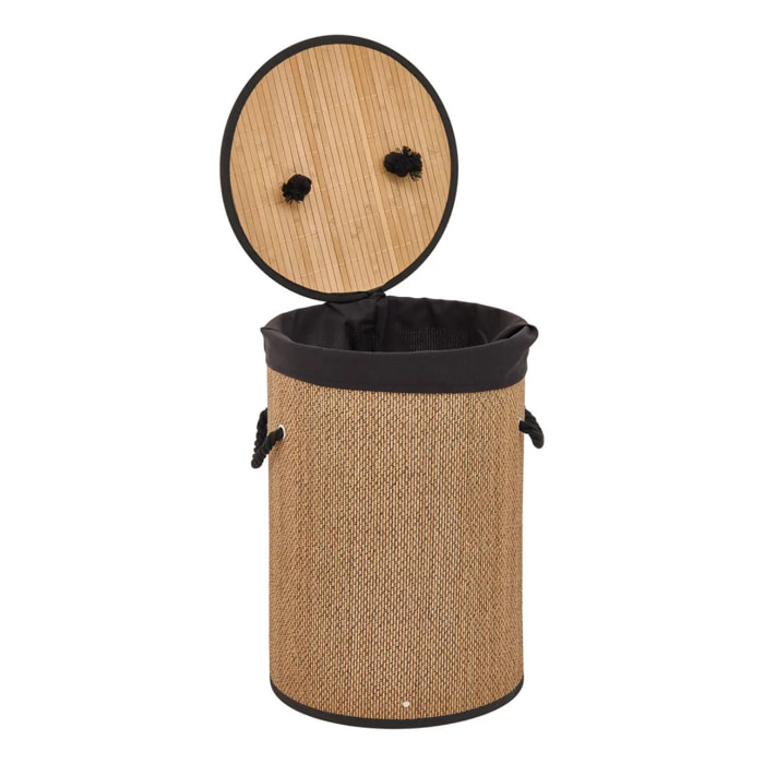 Panier à linge Stemy 48L noir et beige