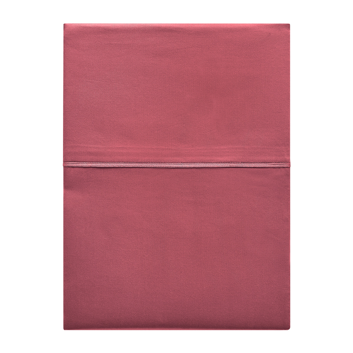Drap plat uni en satin de coton bio, TEOPHILE, Rouge Cosmos