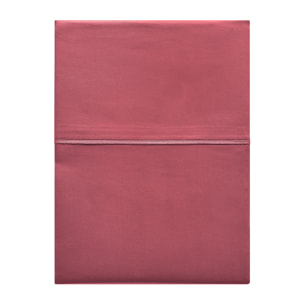 Drap plat uni en satin de coton bio, TEOPHILE, Rouge Cosmos