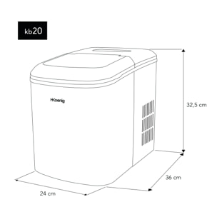 Máquina Para Hacer Hielo, 120 W, Capacidad 12 kg, 2 Tamaños de Cubitos.