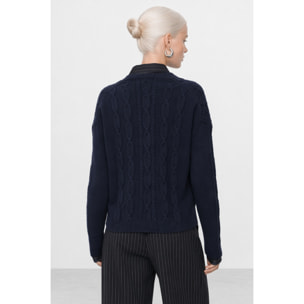 Kocca - Maglia da donna a trecce con maniche lunghe e scollo a V Donna