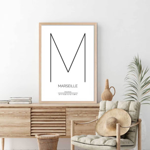 Poster m marseille Affiche + cadre en bois - Chêne