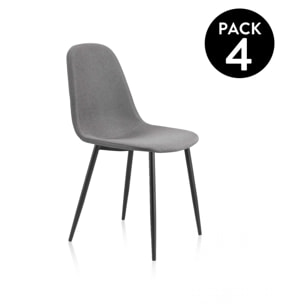 Pack 4 sillas de comedor Hall Gris
