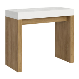 Console Roxell Small cm.90x42 (extensible à 196) dessus Frêne Blanc structure Chêne Nature