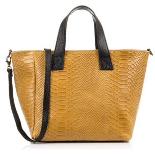 Cassandra Borsa tote Donna.Vera Pelle Camoscio Stampa Serpente