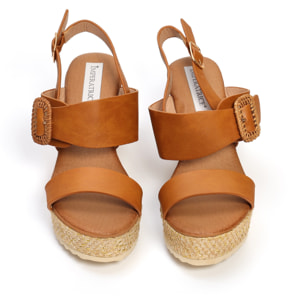 Sandali in simil pelle con zeppa