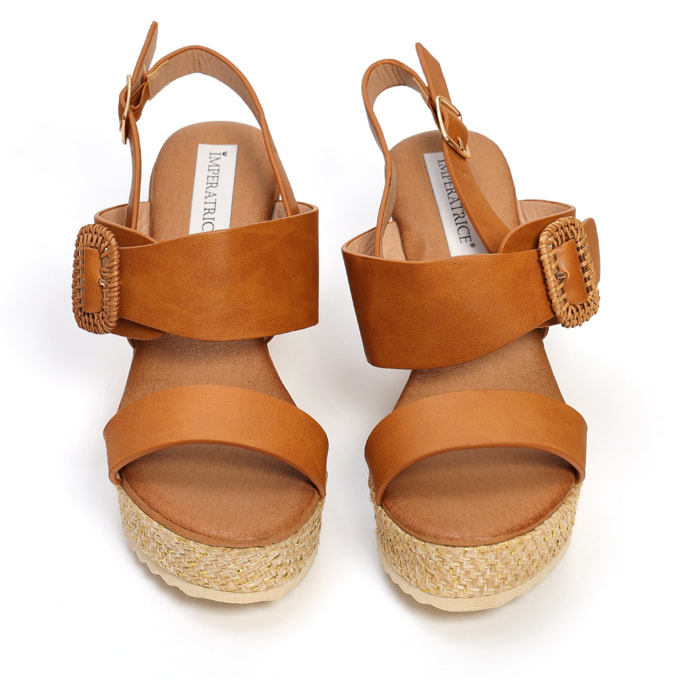 Sandali in simil pelle con zeppa