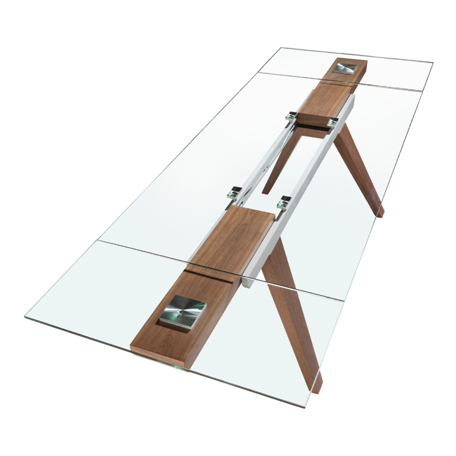 Mesa comedor extensible rectangular con tapa de cristal templado 180x100x76cm