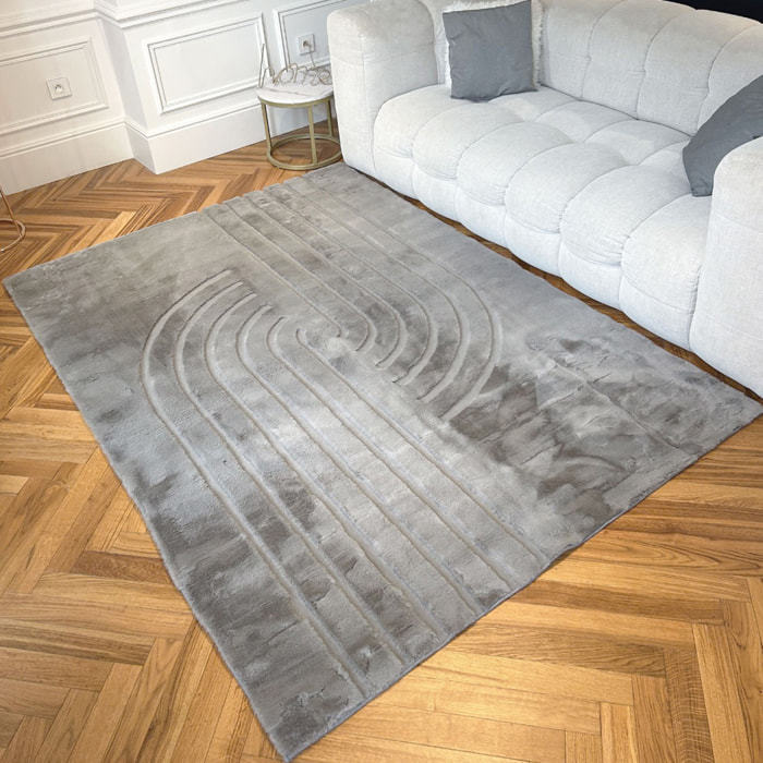 ALASKA - Tapis doux à motif graphique anthracite
