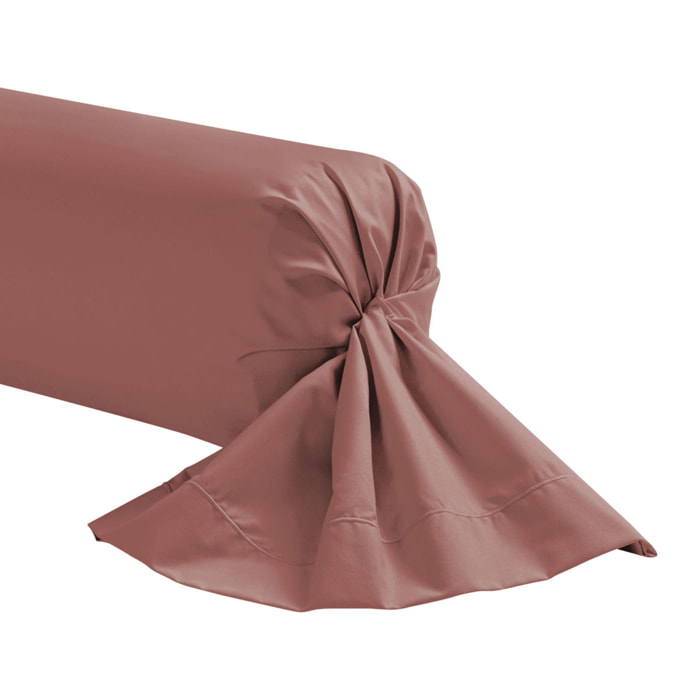 Taie de traversin unie en percale de coton, ROYAL LINE, Rose