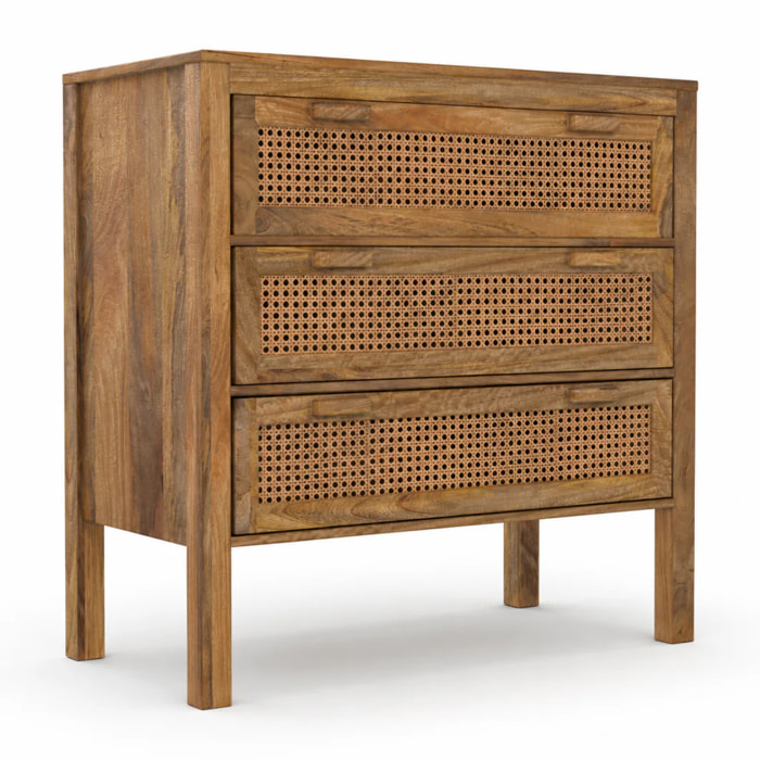 Commode en cannages et bois 3 tiroirs - Tiki