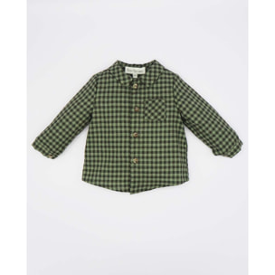 CAMISA CUELLO PICO CUADROS VERDE CAZA