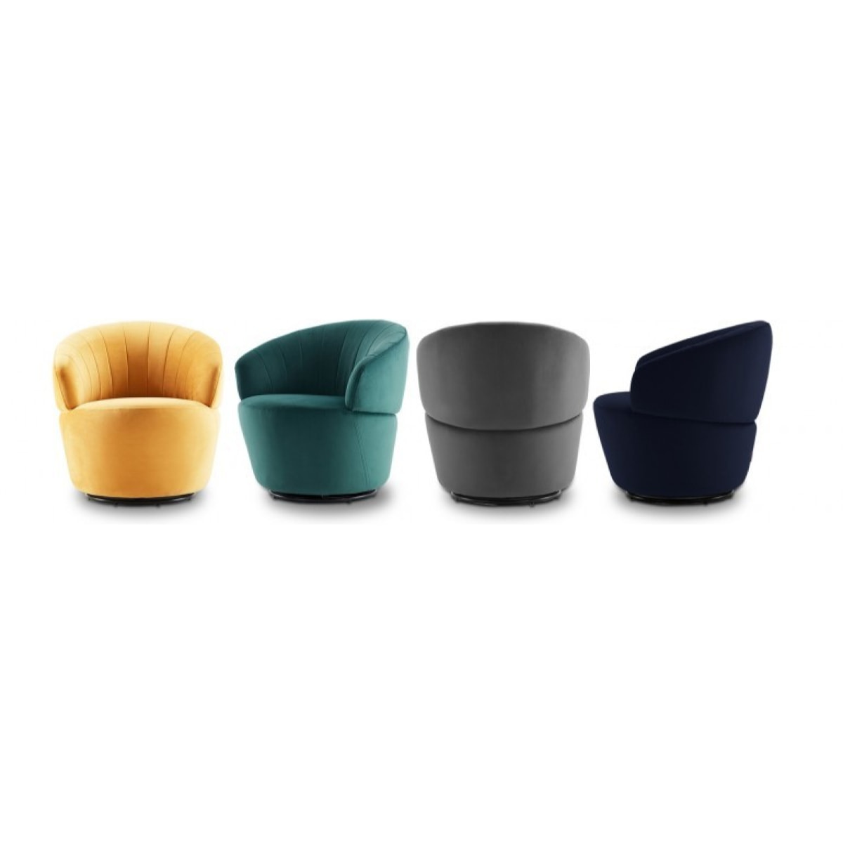 Fauteuil rond pivotant en velours - 5 coloris - ROMANE