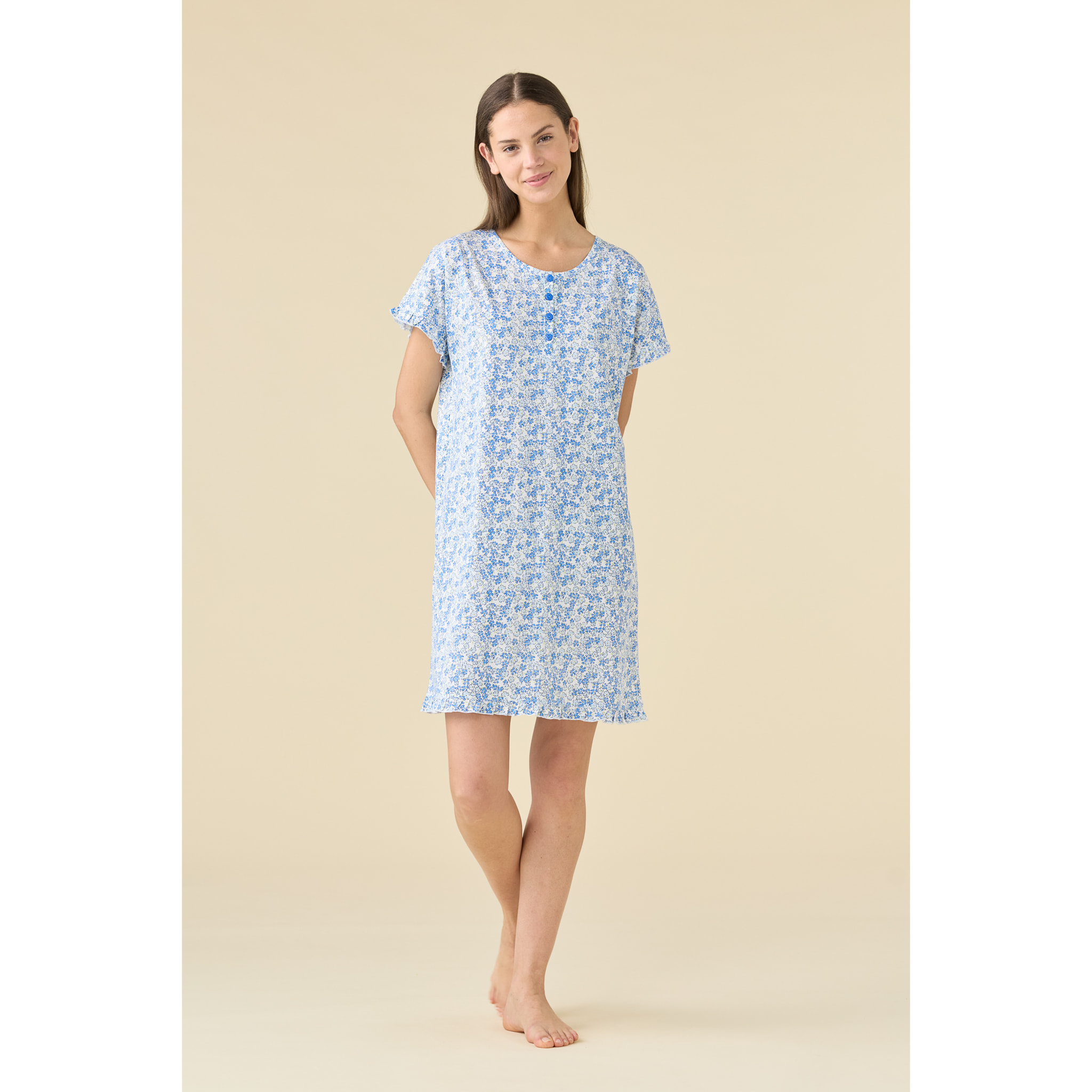 Camicia da notte donna estiva in cotone articolo bloom. Noidinotte