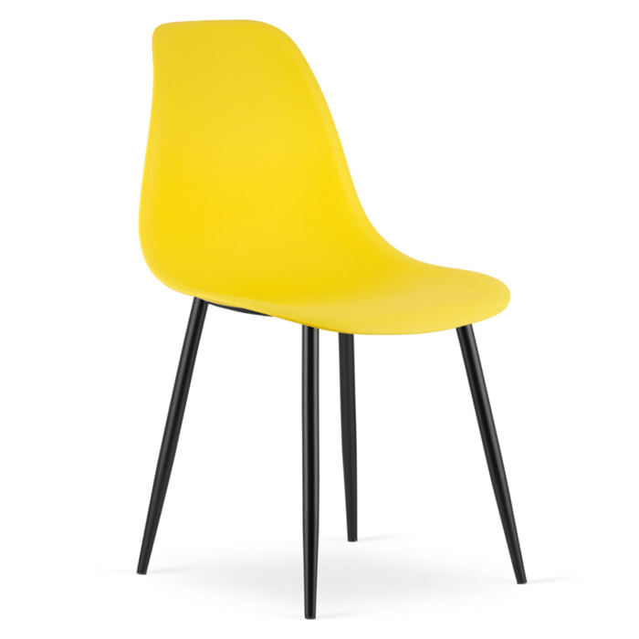Sedia scandinava WAT in polipropilene giallo e gambe nere