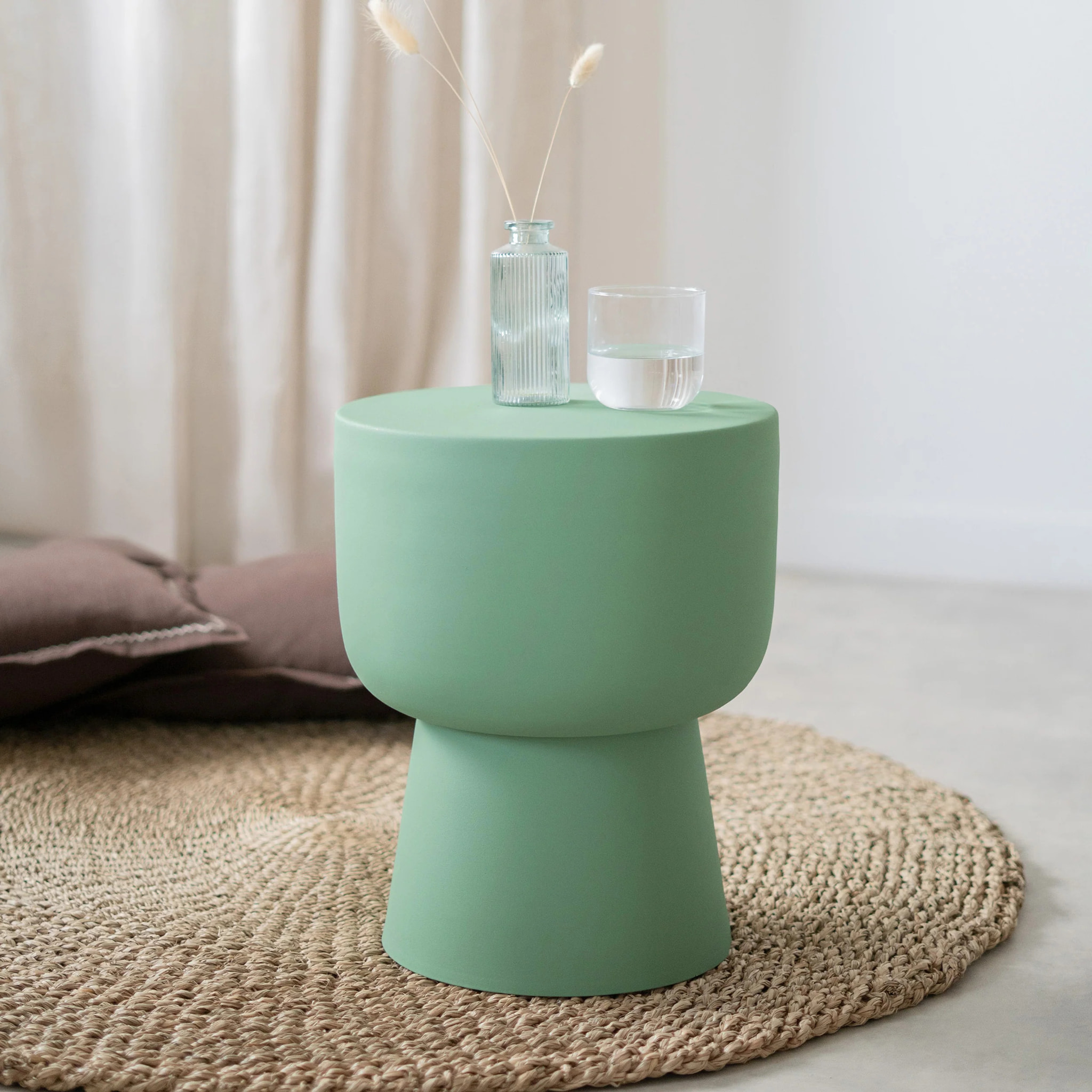 Table d'appoint ronde en métal vert D34 cm - Prisca