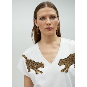 Maglietta strass tigri
